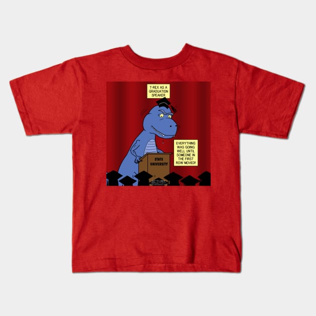 T-Rex as a Graduation Speaker Kids T-Shirt by OutToLunch